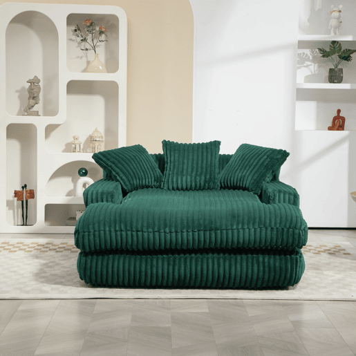 Sofá-cama individual - chão, estilo nuvem, com 3 almofadas - verde esmeralda