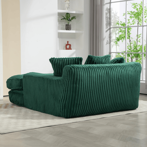 Sofá-cama individual - chão, estilo nuvem, com 3 almofadas - verde esmeralda