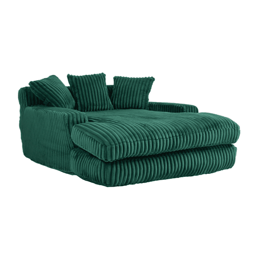 Sofá-cama individual - chão, estilo nuvem, com 3 almofadas - verde esmeralda