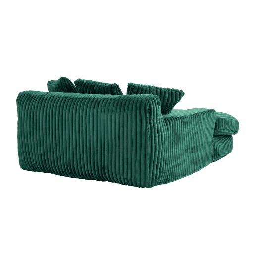 Sofá-cama individual - chão, estilo nuvem, com 3 almofadas - verde esmeralda