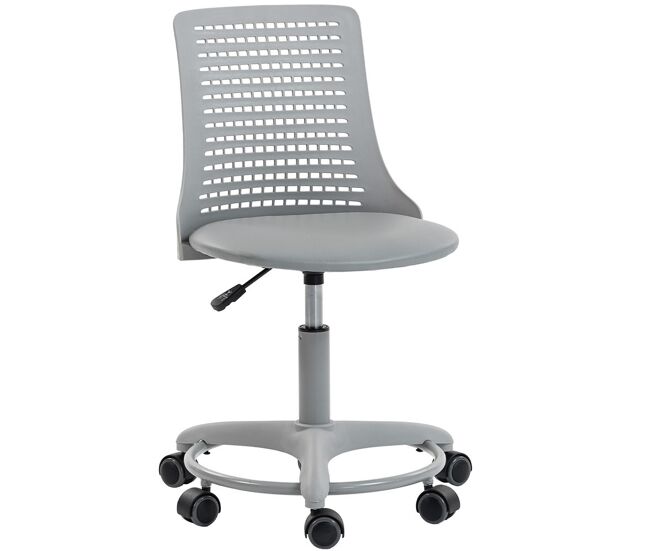 Homcom silla de escritorio sin brazos, silla de oficina giratoria, con respaldo hueco, asiento acolchado de espuma de alta resiliencia, altura