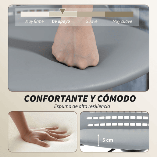 HOMCOM Cadeira de Secretária sem Braços Cadeira de Escritório Giratória em Malha com Encosto Vazado Assento Acolchoado em Espuma de Alta Resiliência Altura Ajustável Cinza