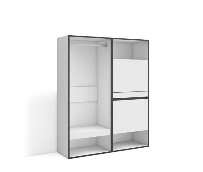 Vestidor abierto | ropa, zapatos, complementos | 120x145x35 cm | dormitorio, habitación | zapatero | estilo moderno | blanco
