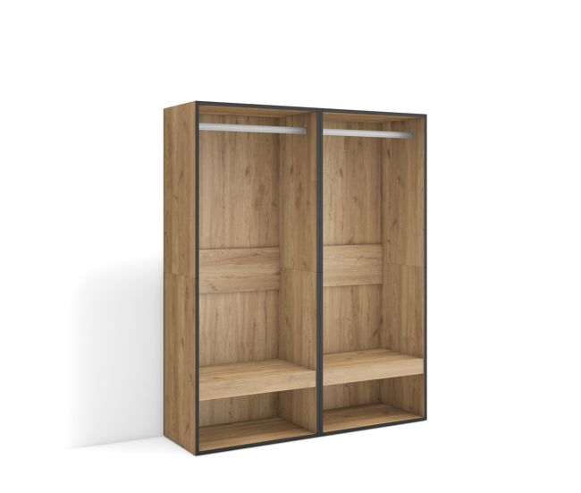 Vestidor abierto | ropa, zapatos, complementos | 120x145x35 cm | dormitorio, habitación | armario, perchero | estilo moderno | roble