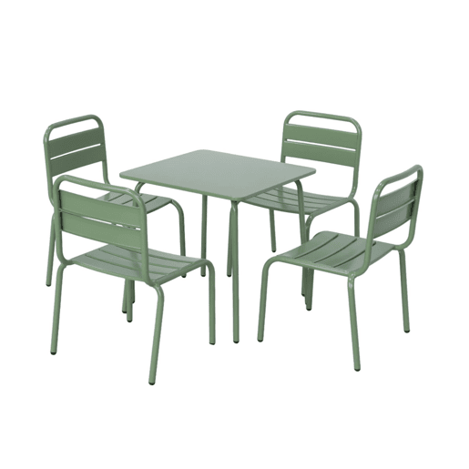 Conjunto de mesa e cadeira para crianças de 4 lugares Verde cinzento - 48x48x47 cm