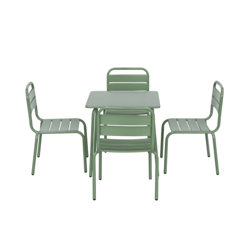 Conjunto de mesa e cadeira para crianças de 4 lugares Verde cinzento - 48x48x47 cm