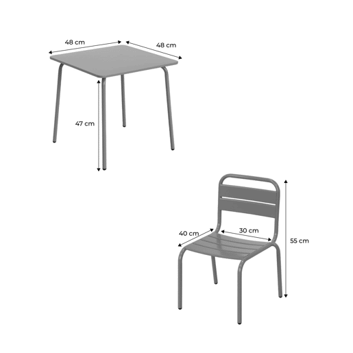Conjunto de mesa e cadeira para crianças de 4 lugares Verde cinzento - 48x48x47 cm