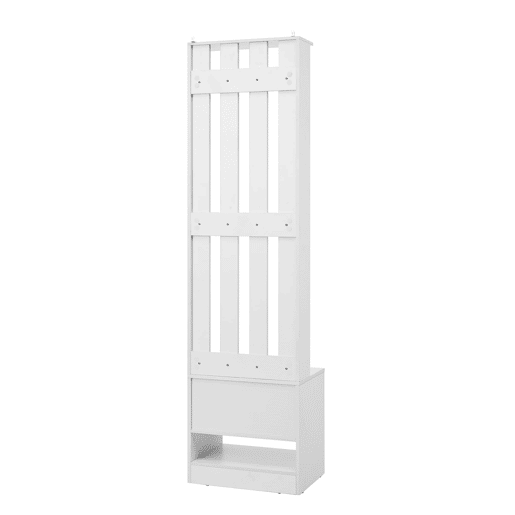 Móvel de entrada 50x36x190 cm - Com 2 portas, painel traseiro e 8 ganchos - Branco