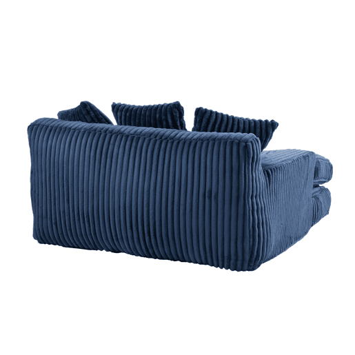 Sofá-cama individual - tipo chão, estilo nuvem com 3 almofadas - azul marinho