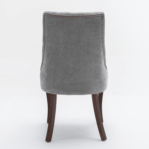 Cadeira de sala de jantar 2 unidades - Estofamento em linho cinza, pernas curvas em madeira, design confortável - Cinza