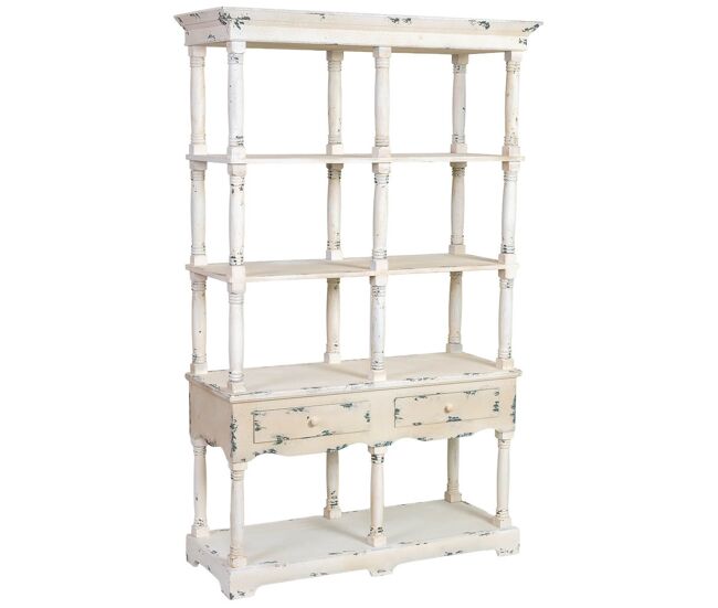 Estantería de madera blanca envejecida 129.5x49.5x207h cm