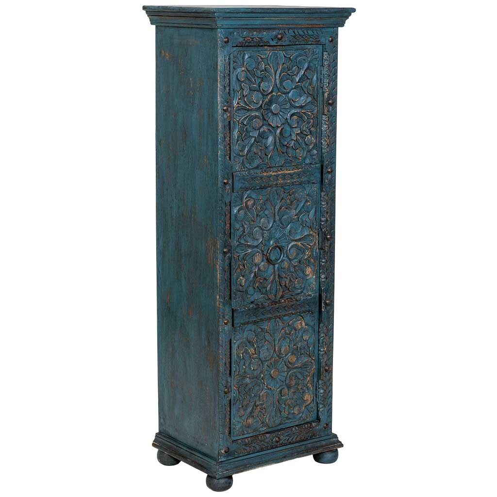 Armario de madera artesanal azul 53x40x149h cm