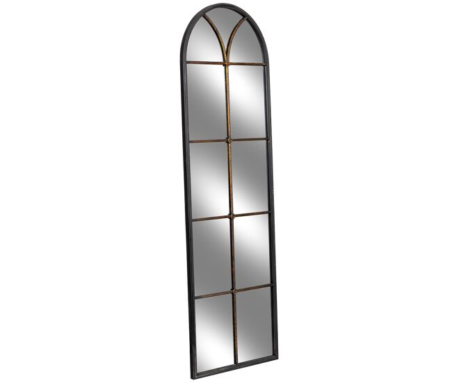 Espejo de pared de madera y hierro negro 60x3x190h cm