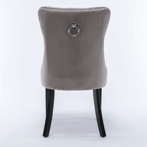 Cadeiras de sala de jantar 2 unidades - estofadas em veludo capitoné com pernas de madeira - cinza Cadeiras de sala de jantar 2 unidades - estofadas em veludo capitoné com pernas de madeira - cinza