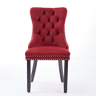 Cadeiras de sala de jantar 2 unidades - veludo capitoné, pernas de madeira com tachas - vermelho vinho
