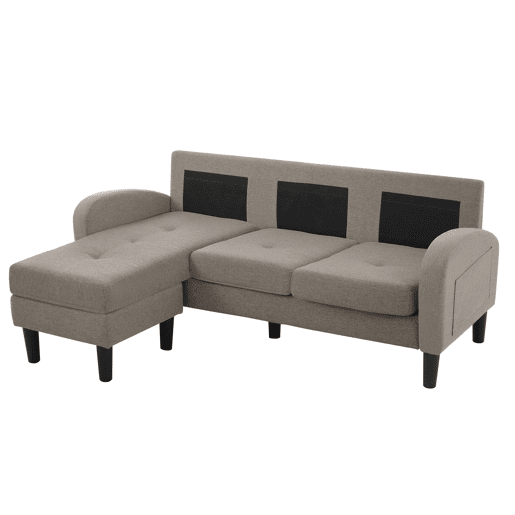 Sofá de canto em L 3 lugares 166x118x77 cm - modular algodão-linho - cinza escuro antigo