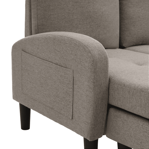 Sofá de canto em L 3 lugares 166x118x77 cm - modular algodão-linho - cinza escuro antigo