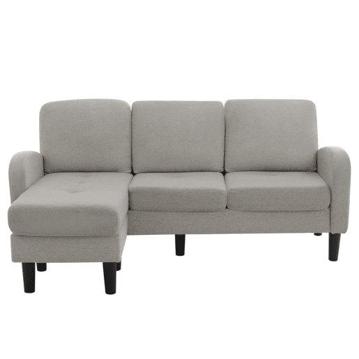 Sofá de canto em L de 3 lugares 166x118 cm - modular com chaise longue - cinzento