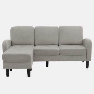Sofá de canto em L de 3 lugares 166x118 cm - modular com chaise longue - cinzento