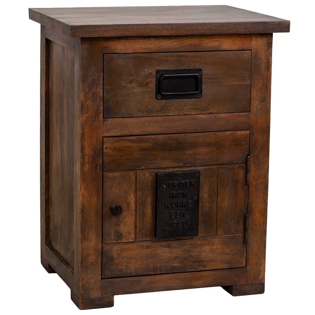 Mesita de madera artesanal marrón 51x40x64h cm