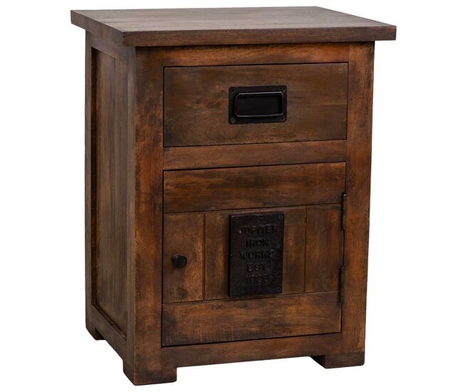 Mesita de madera artesanal marrón 51x40x64h cm
