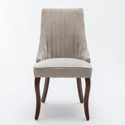 Cadeira de sala de jantar 2 unidades - Estofada em chenille confortável com pernas de madeira curvadas - Bege