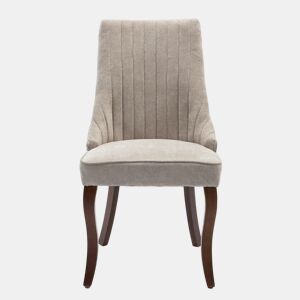 Cadeira de sala de jantar 2 unidades - Estofada em chenille confortável com pernas de madeira curvadas - Bege