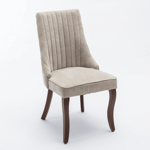 Cadeira de sala de jantar 2 unidades - Estofada em chenille confortável com pernas de madeira curvadas - Bege