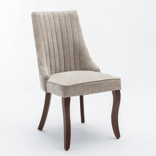 Cadeira de sala de jantar 2 unidades - Estofada em chenille confortável com pernas de madeira curvadas - Bege