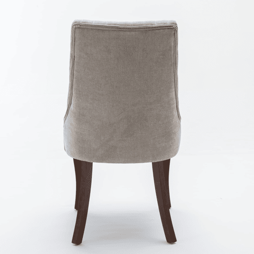 Cadeira de sala de jantar 2 unidades - Estofada em chenille confortável com pernas de madeira curvadas - Bege