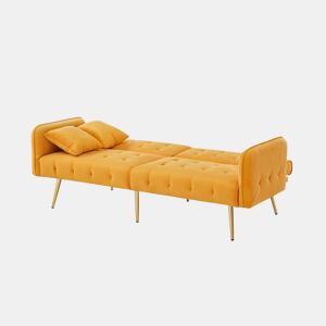 Sofá de 2 lugares - multifuncional, encosto e braços ajustáveis, ampla área de descanso - Amarelo