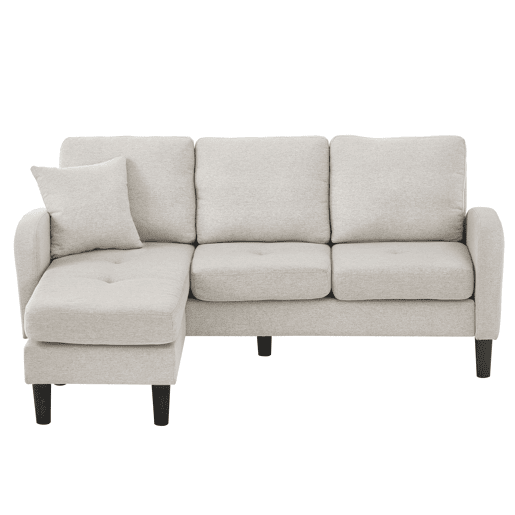 Sofá de canto em L 3 lugares 166x118x77 cm - modular com chaise longue - Cinza claro