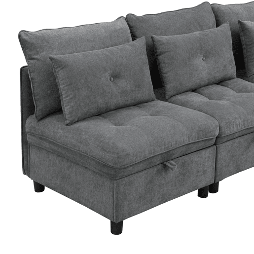 Sofá modular de 4 lugares - assentos com arrumação e função cama - Antique Gray