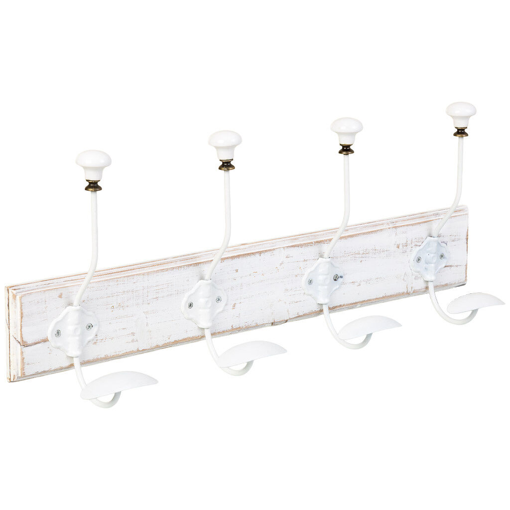 Percha de pared de madera con 4 ganchos