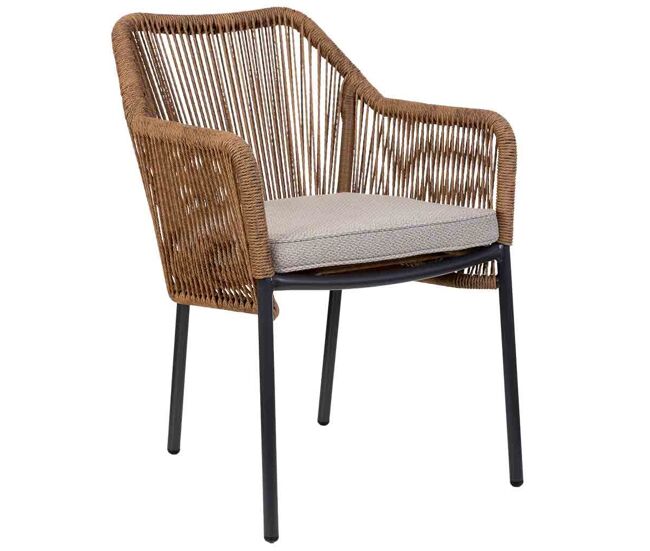 Silla de ratan sintético marrón 56x66x80