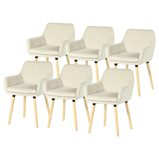 Conjunto De 6 Cadeiras De Jantar Estofadas Estilo Nórdico Com Braços Assento Almofadado Pés Em Madeira Design Moderno Para Sala De Jantar Cozinha Espaço Confortável E Elegante