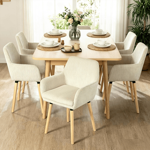 Conjunto De 6 Cadeiras De Jantar Estofadas Estilo Nórdico Com Braços Assento Almofadado Pés Em Madeira Design Moderno Para Sala De Jantar Cozinha Espaço Confortável E Elegante