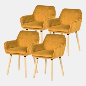Conjunto 4 Cadeiras Refeição Estilo Nórdico Com Braços, Assento Estofado Confortável, Pés Madeira Natural, Design Moderno Para Sala Jantar Ou Cozinha, Cadeiras Jantar Modernas Resistentes E Elegantes