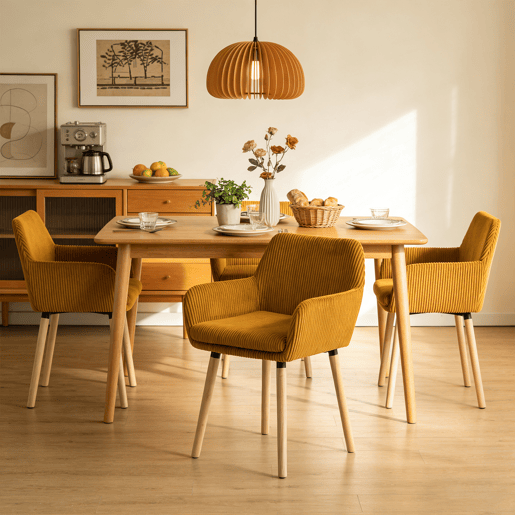 Conjunto 4 Cadeiras Refeição Estilo Nórdico Com Braços, Assento Estofado Confortável, Pés Madeira Natural, Design Moderno Para Sala Jantar Ou Cozinha, Cadeiras Jantar Modernas Resistentes E Elegantes Conjunto 4 Cadeiras Refeição Estilo Nórdico Com Braços, Assento Estofado Confortável, Pés Madeira Natural, Design Moderno Para Sala Jantar Ou Cozinha, Cadeiras Jantar Modernas Resistentes E Elegantes