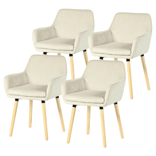 Conjunto De 4 Cadeiras De Jantar Estofadas Estilo Nórdico Com Braços Assento Almofadado Pés Em Madeira Design Moderno Para Sala De Jantar Cozinha Espaço Confortável E Elegante