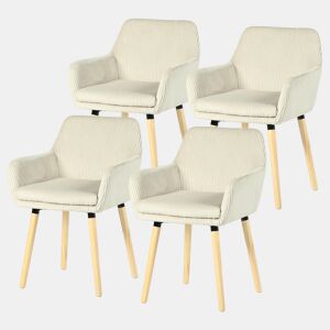 Conjunto De 4 Cadeiras De Jantar Estofadas Estilo Nórdico Com Braços Assento Almofadado Pés Em Madeira Design Moderno Para Sala De Jantar Cozinha Espaço Confortável E Elegante