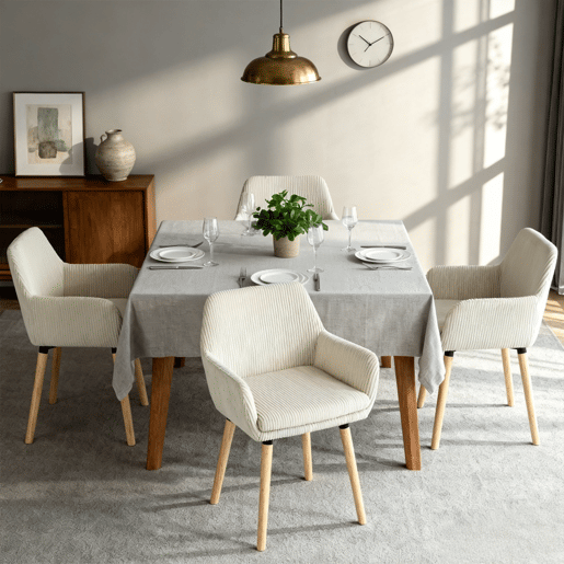 Conjunto De 4 Cadeiras De Jantar Estofadas Estilo Nórdico Com Braços Assento Almofadado Pés Em Madeira Design Moderno Para Sala De Jantar Cozinha Espaço Confortável E Elegante