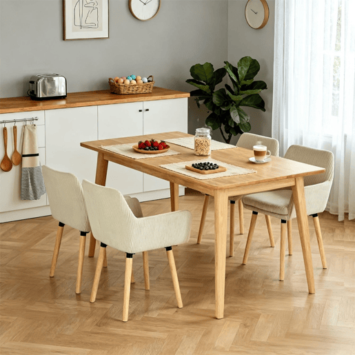Conjunto De 4 Cadeiras De Jantar Estofadas Estilo Nórdico Com Braços Assento Almofadado Pés Em Madeira Design Moderno Para Sala De Jantar Cozinha Espaço Confortável E Elegante