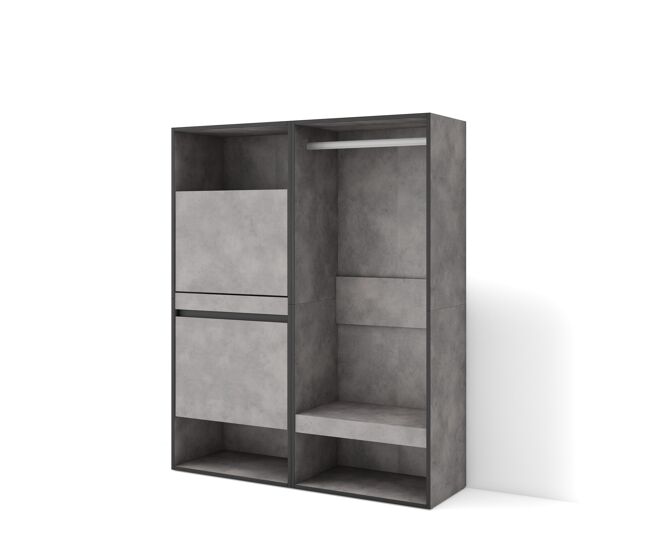 Zapatero | armario zapatos botas | 120x145x35 cm | dormitorio, habitación | vestidor abierto | estilo moderno | cemento