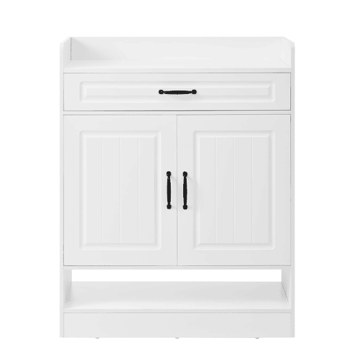 Sapateira moderna 75x36x95,5 cm - 2 portas, 1 gaveta, prateleiras ajustáveis, branca