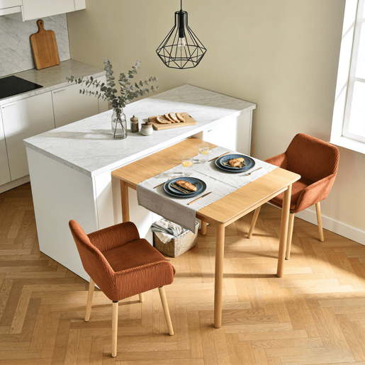 Conjunto 2 Cadeiras De Jantar Estofadas Em Veludo Cotelê Cor Tijolo Com Assento Almofadado Pernas Em Madeira Estilo Nórdico Design Moderno Ideal Para Sala De Jantar Cozinha Ou Sala De Estar