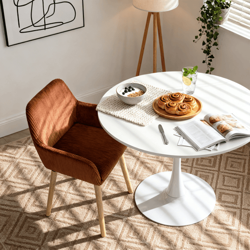 Conjunto 2 Cadeiras De Jantar Estofadas Em Veludo Cotelê Cor Tijolo Com Assento Almofadado Pernas Em Madeira Estilo Nórdico Design Moderno Ideal Para Sala De Jantar Cozinha Ou Sala De Estar