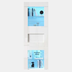Vitrine 60x40x170 cm - Portas acrílicas, LED, 2 prateleiras de vidro, alto brilho - Branco