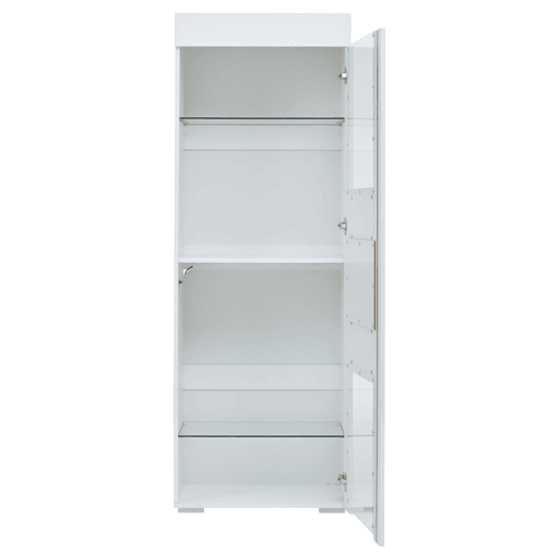 Vitrine 60x40x170 cm - Portas acrílicas, LED, 2 prateleiras de vidro, alto brilho - Branco