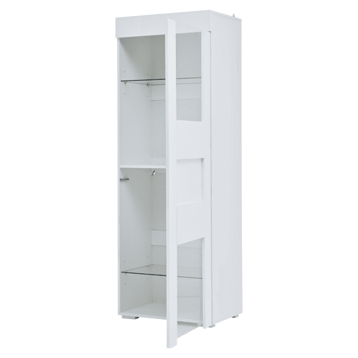 Vitrine 60x40x170 cm - Portas acrílicas, LED, 2 prateleiras de vidro, alto brilho - Branco